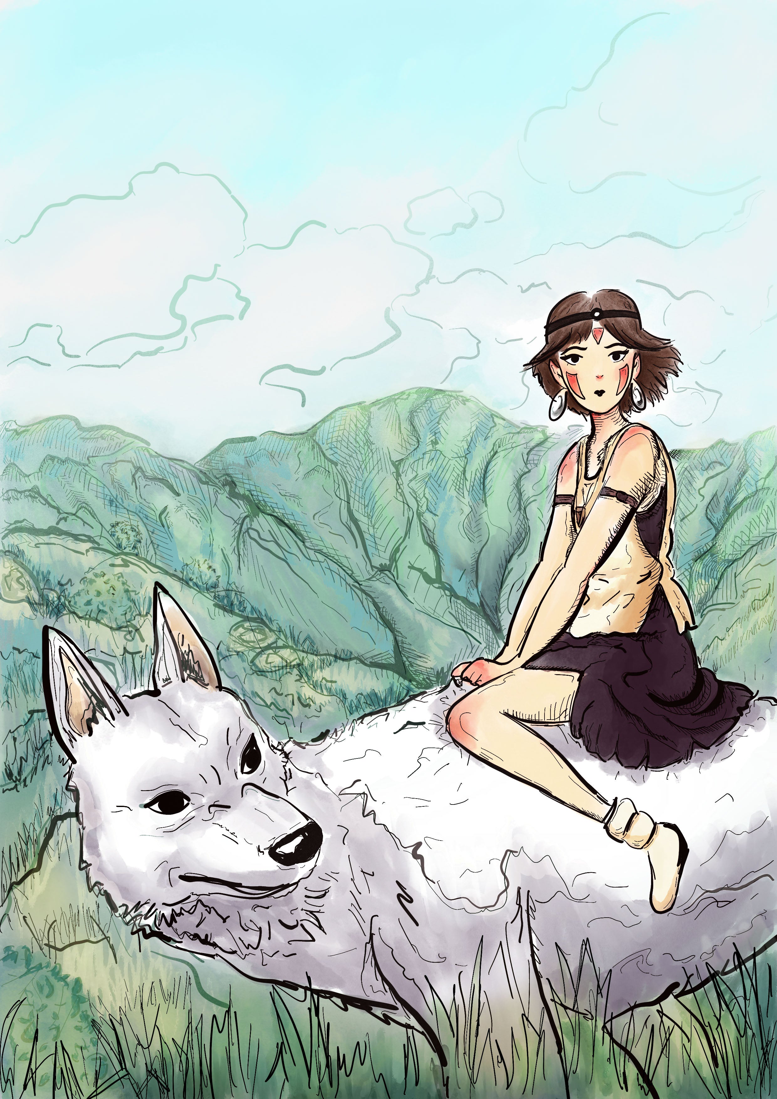 Affiche Mononoké et son loup
