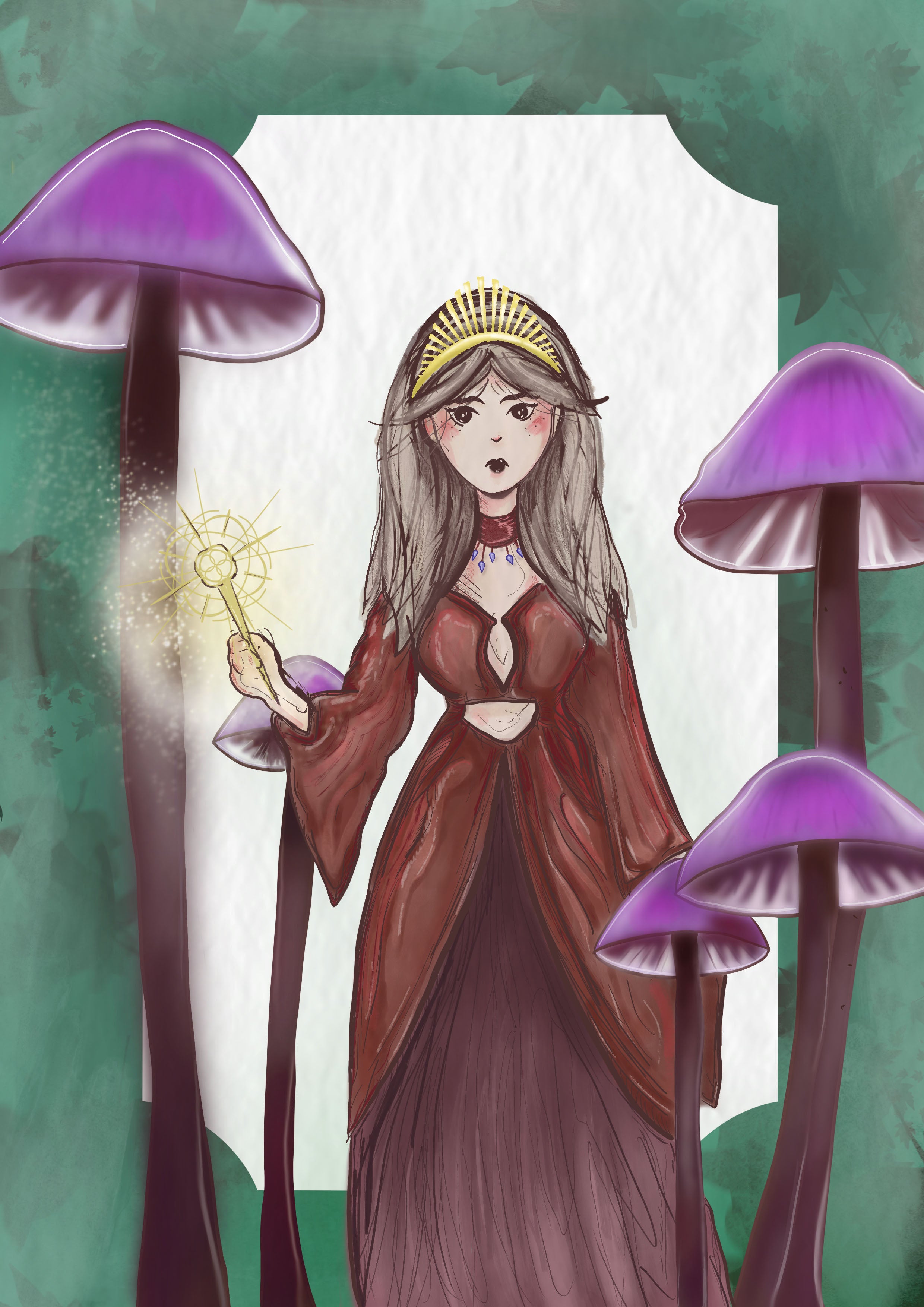 Affiche Sorcière champignons